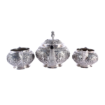 A FINE INDIAN SILVER THREE PIECE TEASET