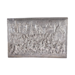 A RARE LARGE INDIAN BURMESE SILVER REPOUSSE PLAQUE