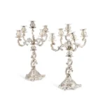 A LARGE PAIR OF GERMAN SILVER FIVE-LIGHT CANDELABRA