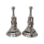 Large pair of solid Austro -Hungarian silver figural candlesticks