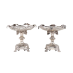 Pair of Antique Silver Pierced Fruit Compotes with Grape and Shell Motifs