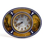 Art Déco Sterling Silver, Mother of Pearl, and Enamels Table Clock