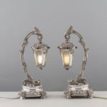 Pair of Portuguese Silver Lantern Table Lamps