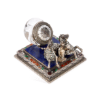 A Fine 19th Century Viennese Rock Crystal, Lapis Lazuli, and Pearl-Set Clock by Anton Hiebner