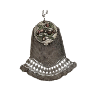 Silver Mesh Purse with Floral Decorated Mirrored