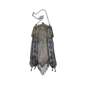 Silver and Blue Decorated Mesh Purse