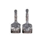 Pair of Early 20th Century Dutch 835 Silver-Mounted Etched Glass Decanters