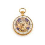 A FINE SWISS GOLD VERGE QUARTER-REPEATING 'JACQUEMART' AUTOMATON POCKET WATCH