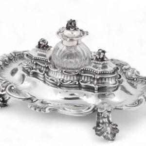 Victorian Sterling Silver Writing Stand by Robert Garrard, London, 1853