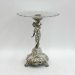 German 800 Art Nouveau Silver and Glass Mounted Figural Centerpiece Tazza c1910