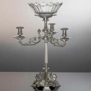 Samuel Strahan of London Sterling Silver Table Centerpiece with Crystal Bowl