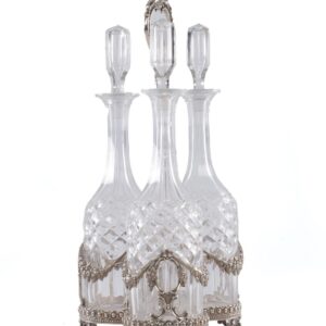 Victorian Silver and Cut Glass Three-Bottle Decanter Stand Henry Wilkinson & Co., London, 1862