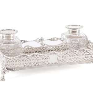 A VICTORIAN SILVER INK STAND