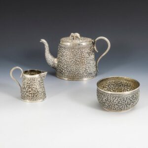 Three-Piece Indian Sterling Silver Tea Service