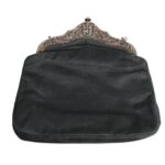 Antique Silk Purse with Sterling Silver and Natural Gemstone Trim