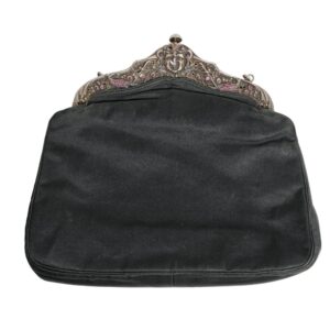 Antique Silk Purse with Sterling Silver and Natural Gemstone Trim