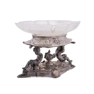 Elkington & Co. Sterling Silver and Cut Glass Figural Centerpiece