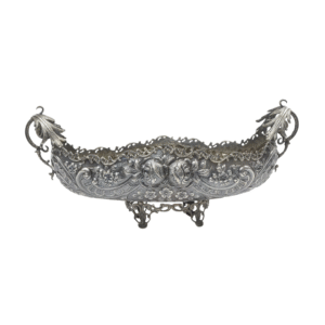 Silver planter with rocaille decoration, flowers