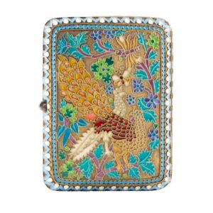 Russian Silver-Gilt Plique-à-Jour Enamel Card Case, Early 20th Century