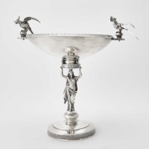 Gorham Sterling Silver Figural Compote, Retailed by J. Bachman, 1860s