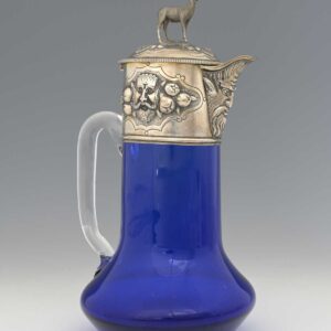 Victorian Sterling Silver Mounted Claret Jug with Stag Finial