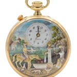 Reuge “Romance” 18K Solid Gold Musical & Automaton Pocket Watch, Erotic Scene, Mozart
