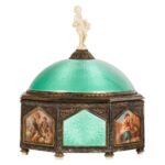 Antique Silver Guilloche Enamel Hand Painted Box