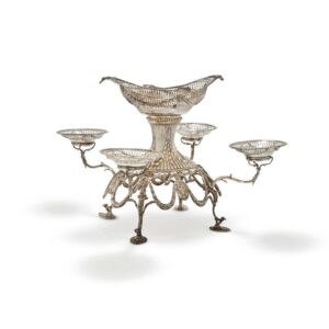 George III Sterling Silver Epergne, Emick Romer, London 1775, Engraved Royal Commission Presentation