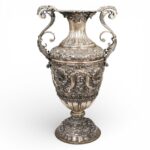 Large Italian .800 Silver Repoussé Vase by AGMA (Argenteria Milanese), 20th Century